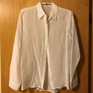 Blouse with clear flat sequin front